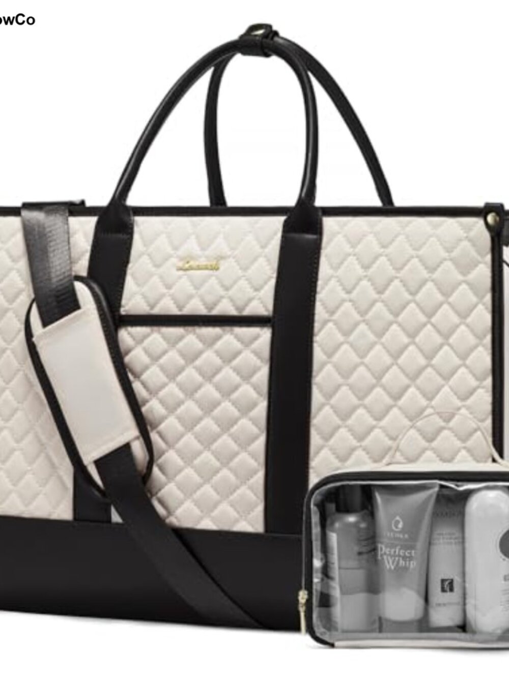 Quilted Travel Duffle Bag for Women, Carry On with Laptop Compartment, 36L,